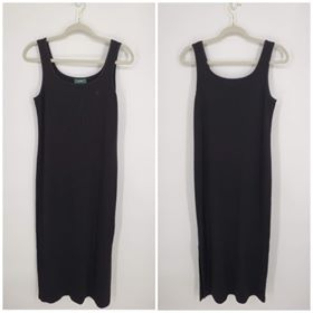 Ralph Lauren Ribbed Black Tank Maxi Dress Sz L